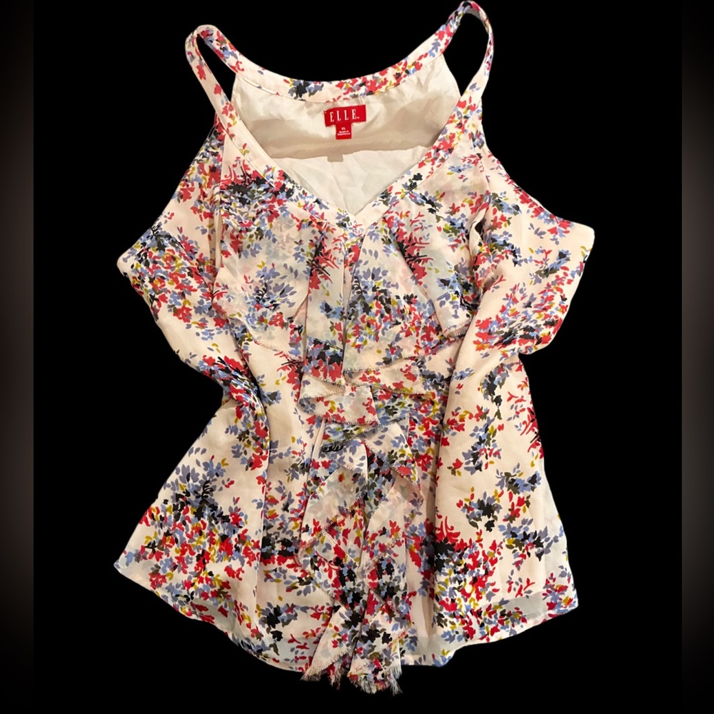 Elle Women's Vibrant Floral Cold Shoulder Blouse